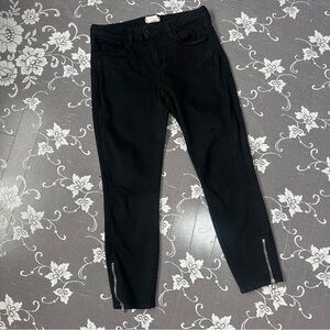 L'Agence Mid Rise Skinny Zip ankle black jeans Sz 28